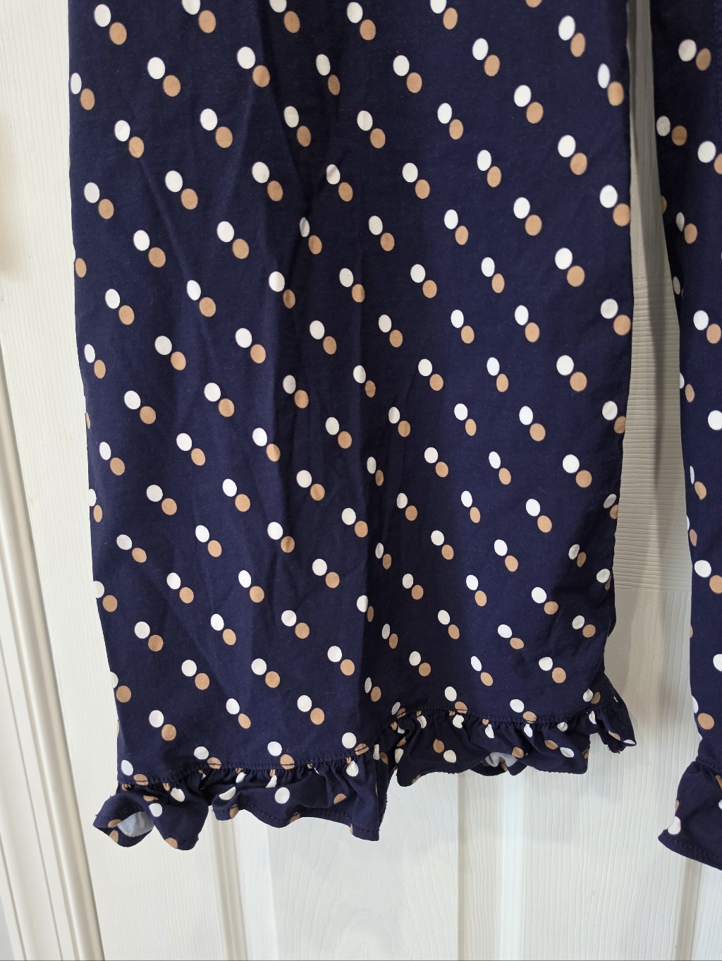 Anthropologie Maeve Colette Ruffle Hem Crop Wide Leg Pants Navy Blue Dot Sz 18w — image 5 of 8